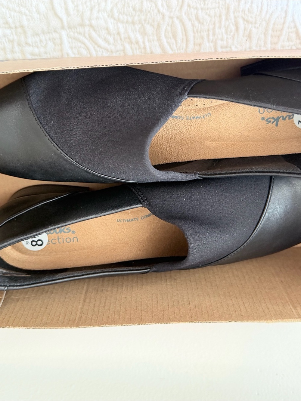 Clarks Juliet Gem Womens 8.5 W Black Leather Slip On Loafers Flats Shoes New - Picture 7 of 8